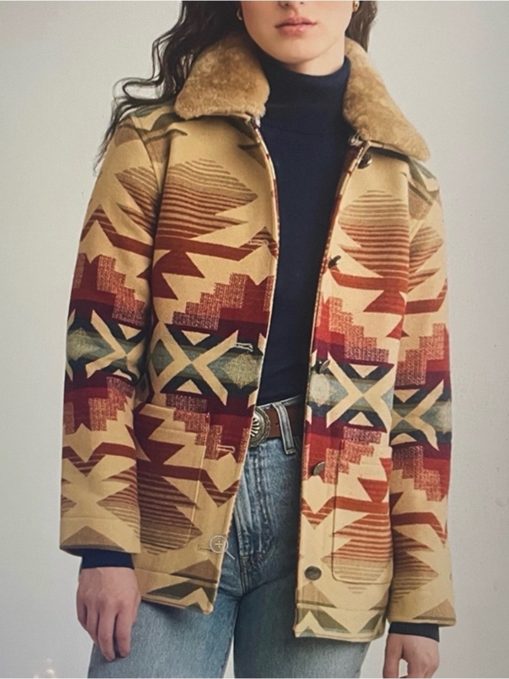 Free People Pendleton Brownsville Women’s Tan and Brown Coat